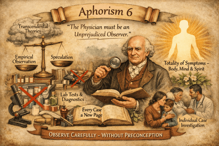 Aphorism - 6, "A physician must be unprejudiced observer" (Every sick maintain individuality)